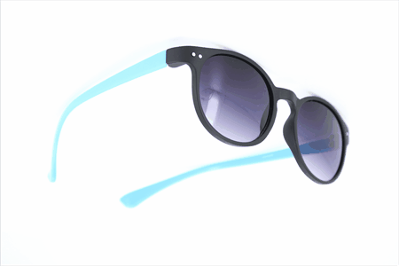 Solbrille mat sort front, Lysblå stænger