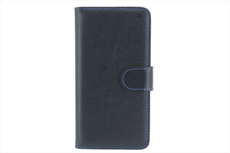 810040 IPHONE 6/6S Flipcover sort ægte læder med blå tråd