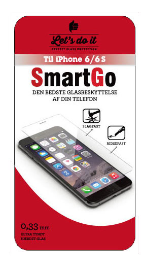 SmartGo Iphone 6-6S Hærdet glas beskyttelse
