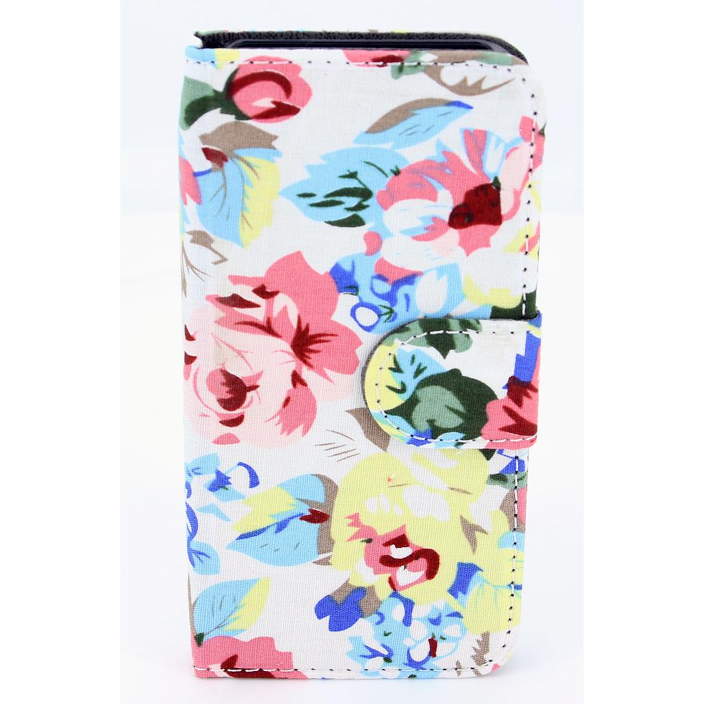 IPHONE 5S/SE flipcover hvid med blomster