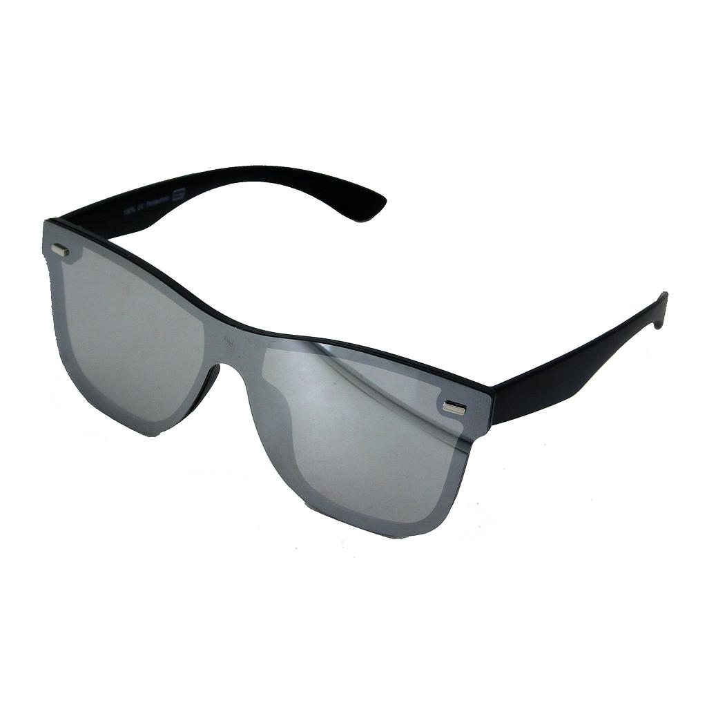 Solbrille mat sort med glas med sølv spejl