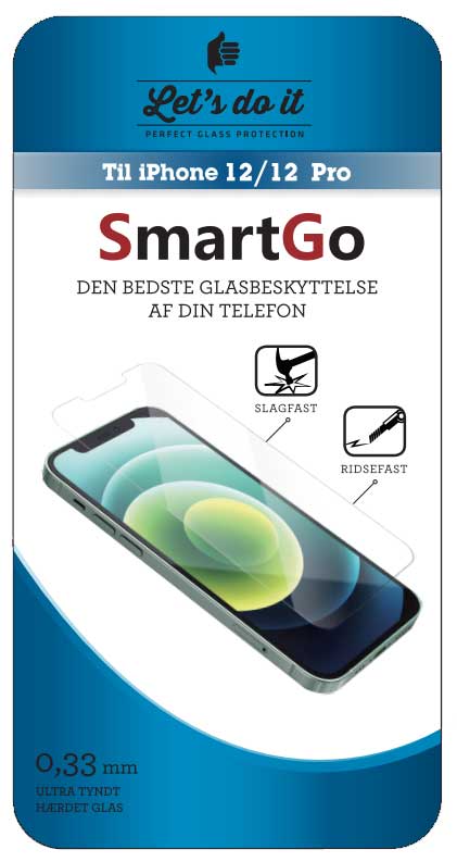 SmartGo IPHONE 12 - 12 PRO HÆRDET GLASBESKYTTELSE SMARTGO