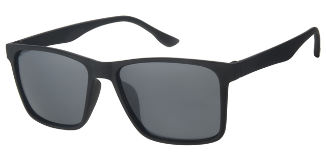 Klassisk mat sort herre solbrille med røgfarvede glas