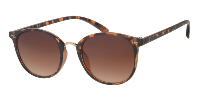 Brun leopard solbrille med guld bro samt brune glas