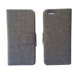[810016] 810016 IPHONE 6/6S grå brun canvas flipcover med klap