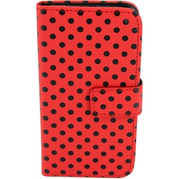 [810012] 810012 IPHONE 6/6S cover rød m. sorte prikker - klap