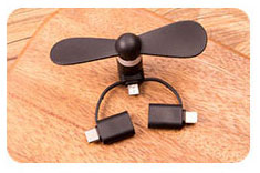[806514] Mini Fan sort med 3 konnectorer