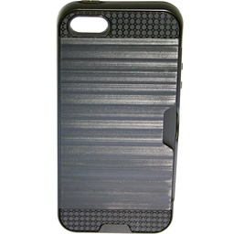 [806087] IPHONE 5S/SE Sort bagcover med kreditkort lomme