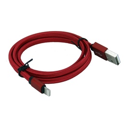 [805136] Iphone til USB A kabel 1,0 m flettet stof forstærket Rød