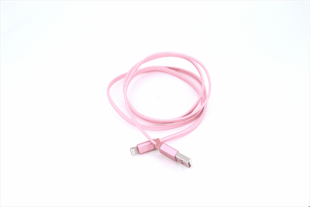 [805134] Iphone til USB A kabel 1,0 m flettet stof forstærket rosa