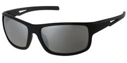 [404281-70155] Sort sportsbrille med gummi overflase samt sølv spejl glas