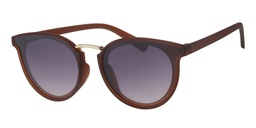 [404285-60739] Mat mørk brun gummi finish solbrille med guld bro samt graduerede sorte glas 