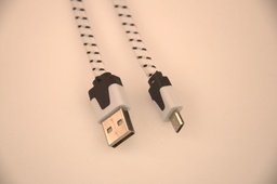 [805648] Micro USB til USB A kabel 3,0 meter hvidt/sort flettet