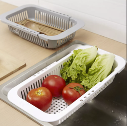 [806563] Kurv til køkken vask hvid justerbar bredde